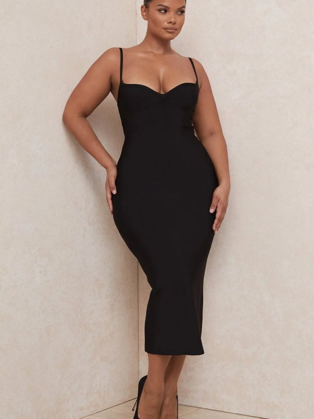 House of CB Domenica Sweetheart Bandage Dress Black Size L+ (US 10-12)